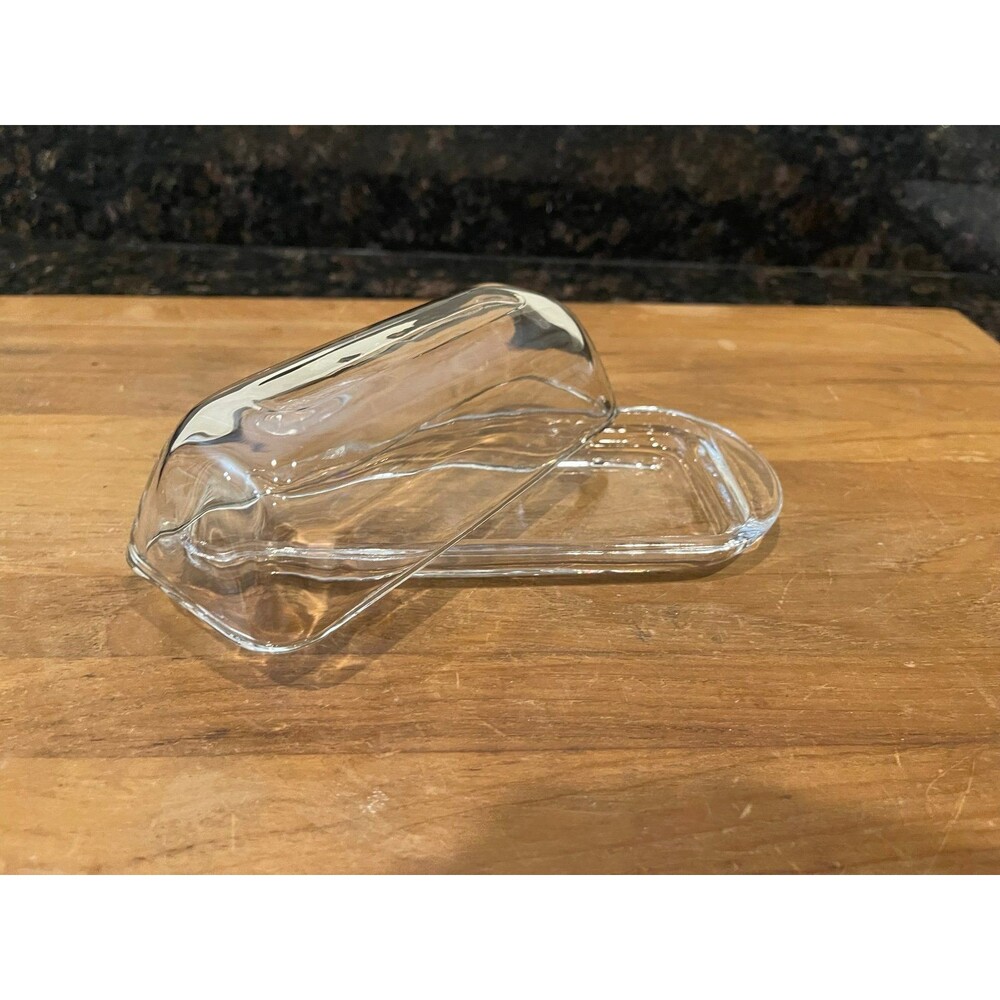 Smooth Modern Glass Covered Butter Dish